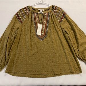 Rachel Zoe. Aztec South embroidery blouse.
